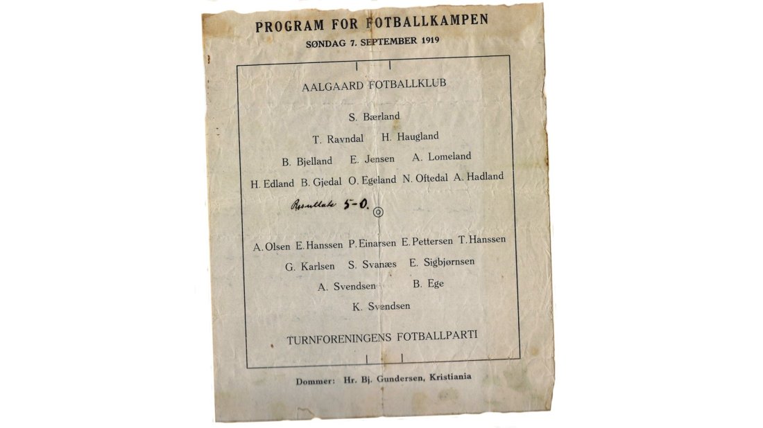 Program fra kampen mellom Turnforeningen og Ålgård